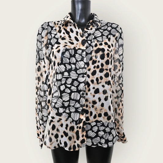 Asos UK 10 Semi-sheer Animal Printed Blouse