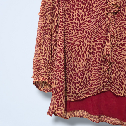 Ba&sh Size 8 Long-sleeved Printed Ruffled Blouse Viscose