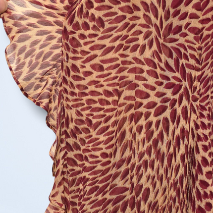 Ba&sh Size 8 Long-sleeved Printed Ruffled Blouse Viscose