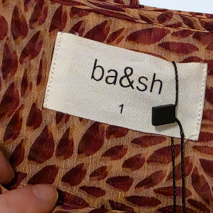 Ba&sh Size 8 Long-sleeved Printed Ruffled Blouse Viscose