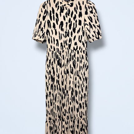 Baukjen – Black and White Animal Print Dress – Button-up – Size 8