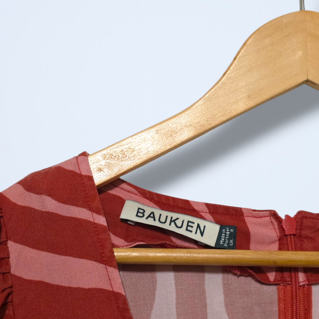 Baukjen – Size 8 – Pink/Red Zebra Print Midi Dress