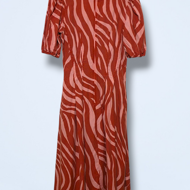 Baukjen – Size 8 – Pink/Red Zebra Print Midi Dress