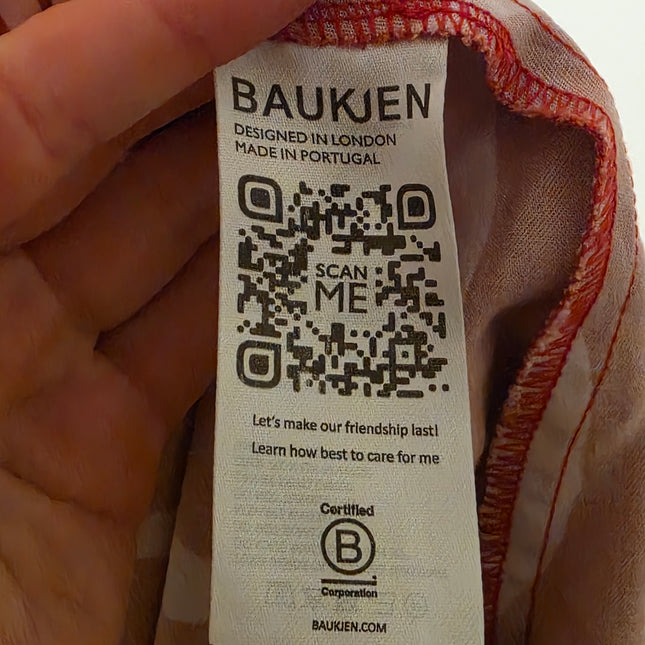 Baukjen – Size 8 – Pink/Red Zebra Print Midi Dress