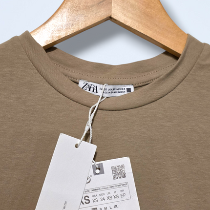 Zara Sleeveless Crop Top – Khaki – XS – New With Tags