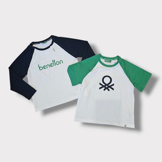 United Colors of Benetton 2-Pack Boys Tops – Age 9–10 Years – Long & Short Sleeve