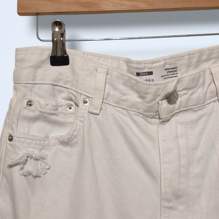 Bershka – White Ripped Denim Jeans - W28 - 100% Cotton