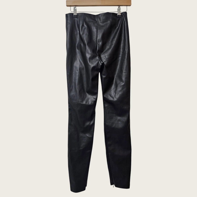 Black Faux Leather Trousers Zara Size Small - Pleat Front