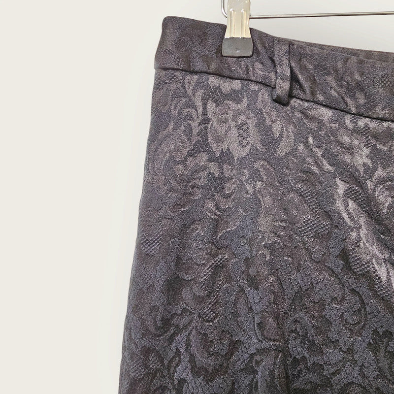 Black Floral Slim-leg Trousers UK 12 | Marks & Spencer