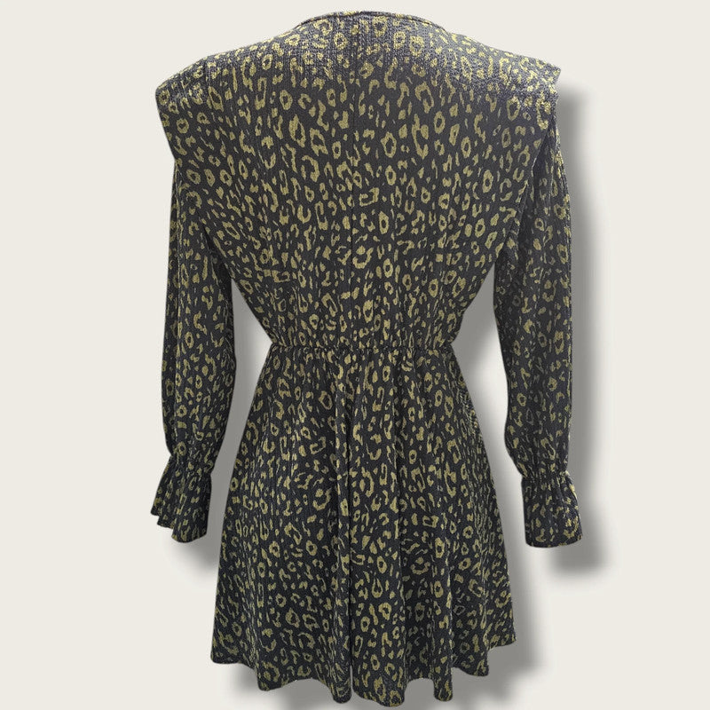 Black & Khaki Green Animal Print Dress Zara Small