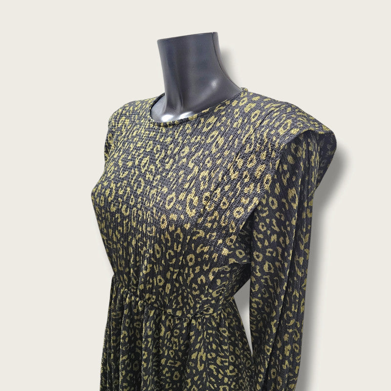 Black & Khaki Green Animal Print Dress Zara Small