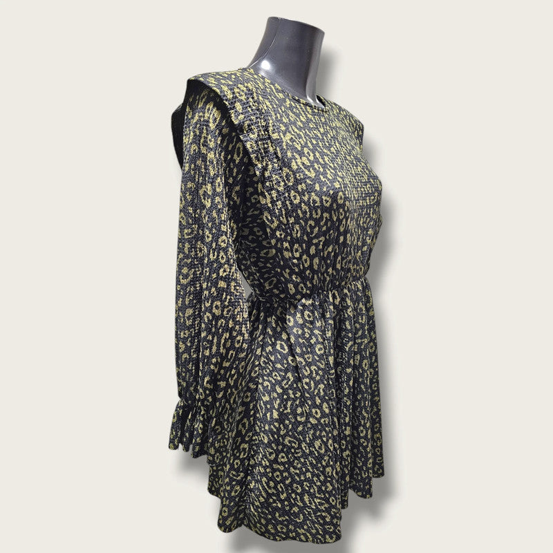 Black & Khaki Green Animal Print Dress Zara Small