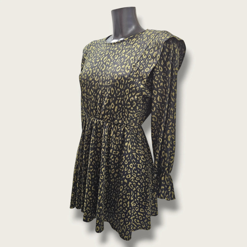 Black & Khaki Green Animal Print Dress Zara Small