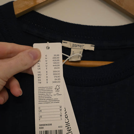 Blue Round-neck Short Sleeved Esprit T-Shirt New Medium
