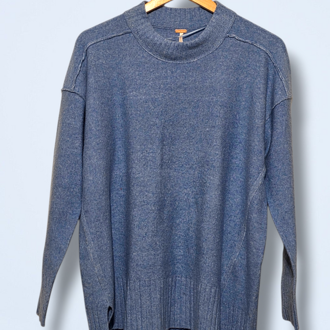 Blue Waterfall Heather Knitted Jumper New Size XS Oversized £158