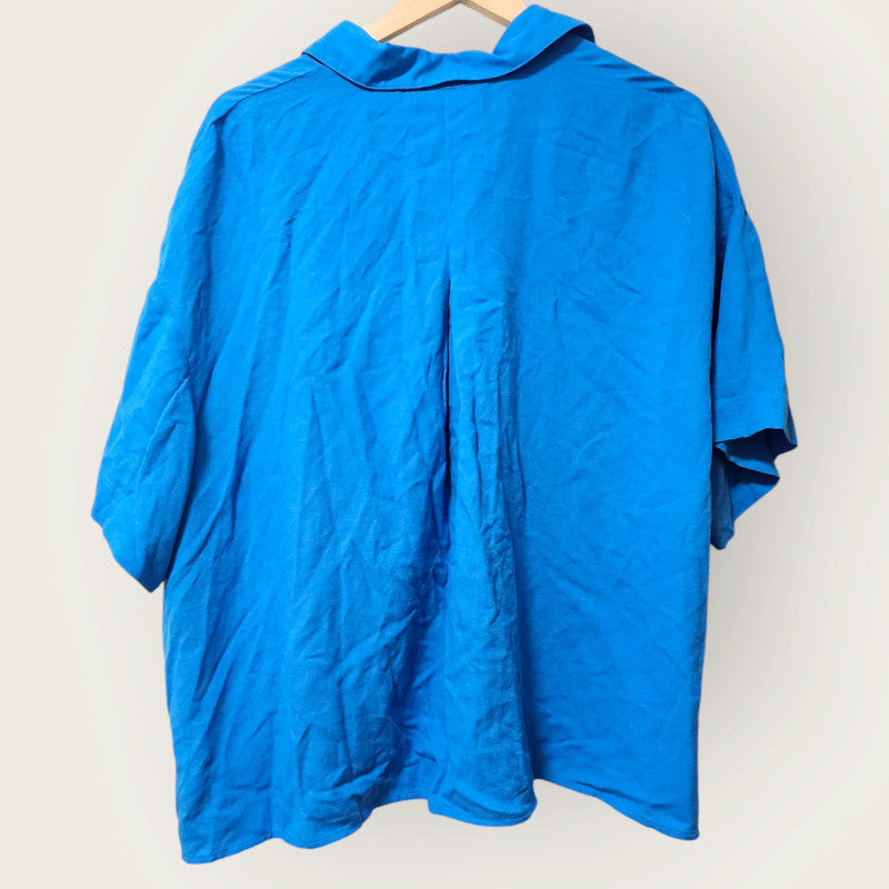 Blue Semi-cropped Blue Shirt | New, UK 16