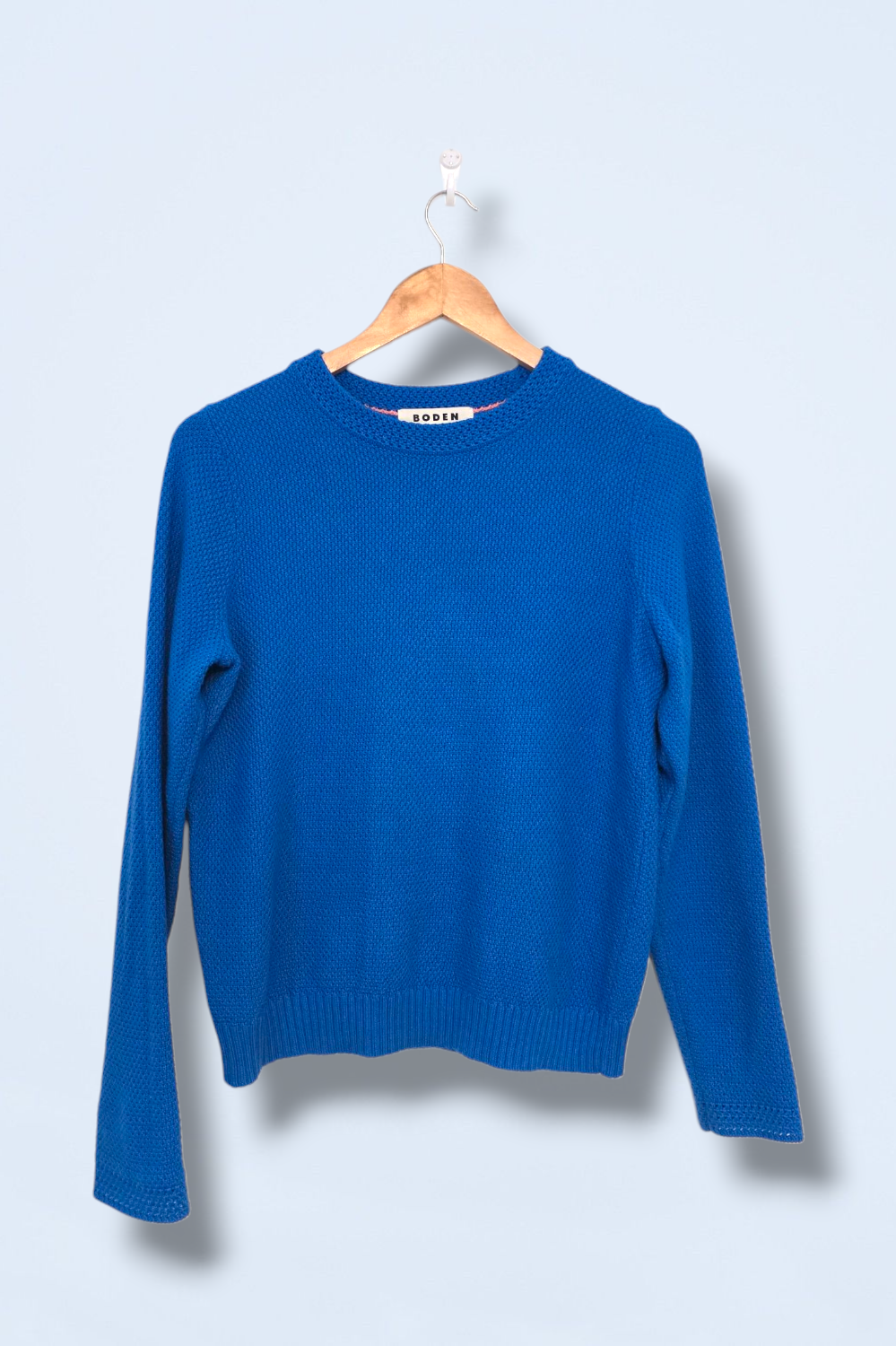 Boden Blue Callie Crochet Crew Neck Jumper Size Small