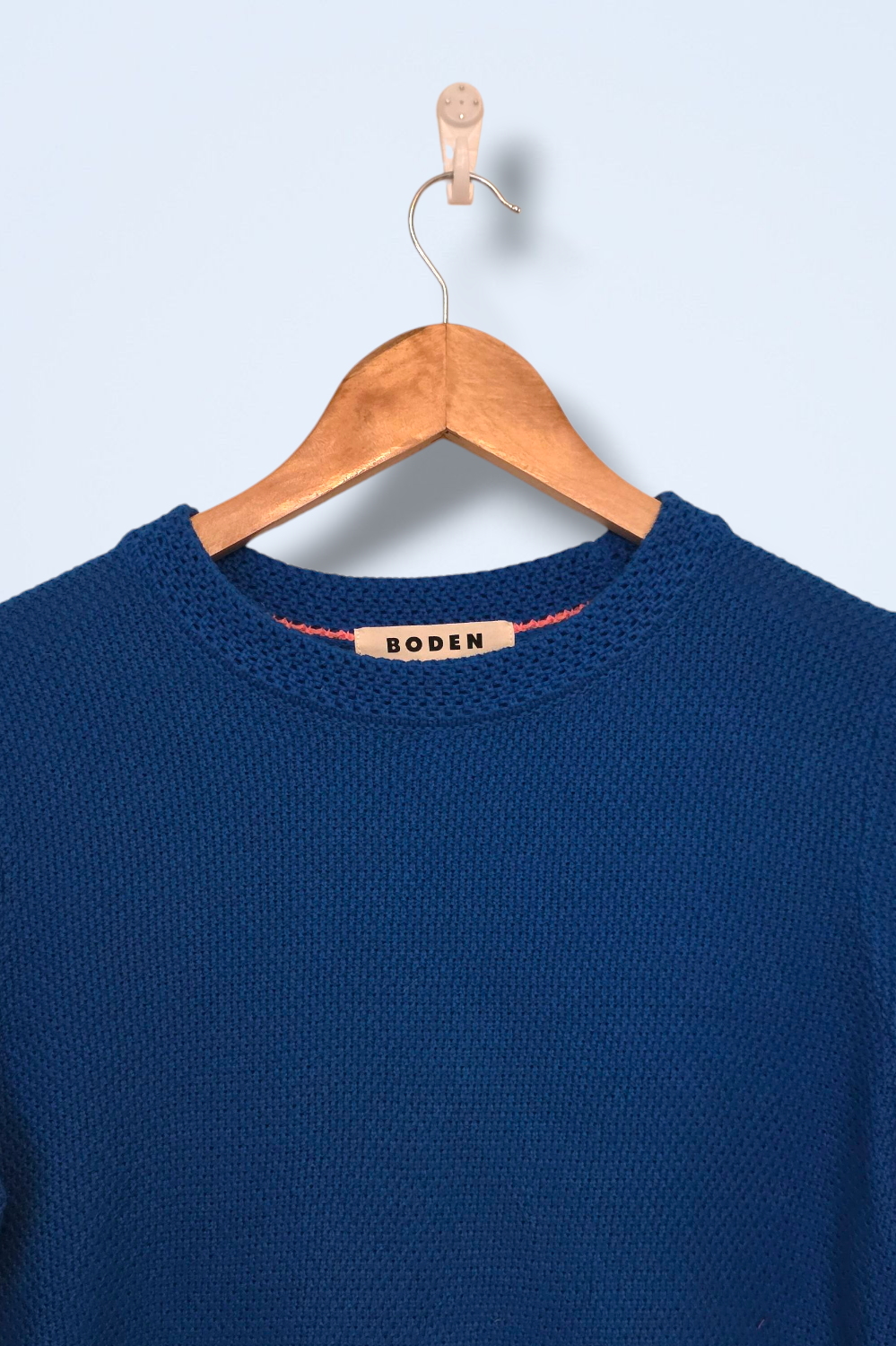 Boden Blue Callie Crochet Crew Neck Jumper Size Small