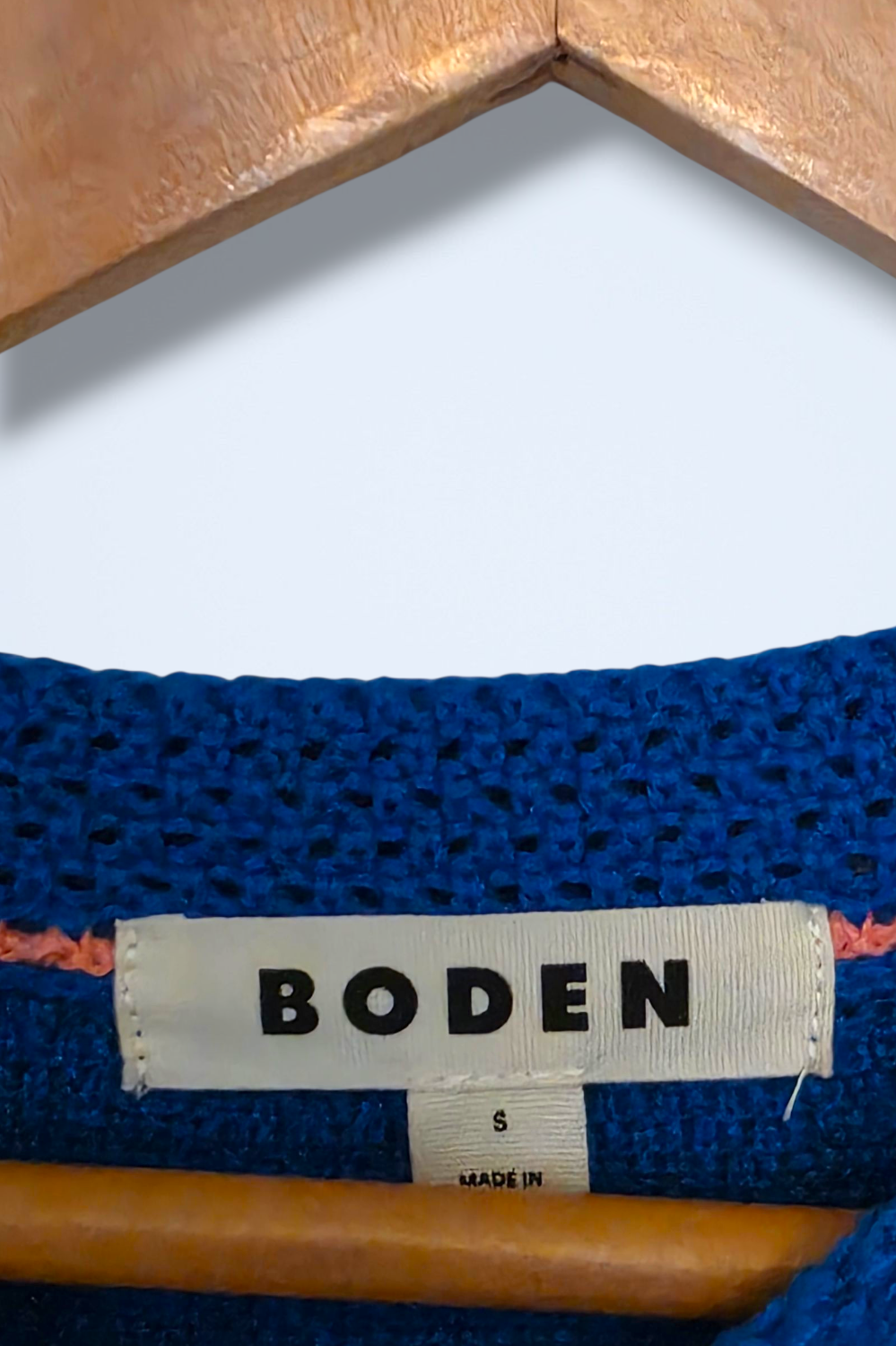 Boden Blue Callie Crochet Crew Neck Jumper Size Small