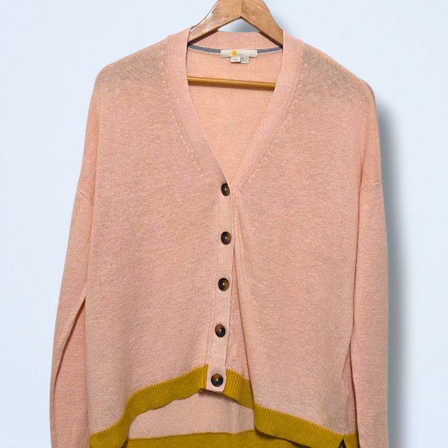 Boden – Size 10 – Linen Colour Block Cardigan – Pink Blue Mustard