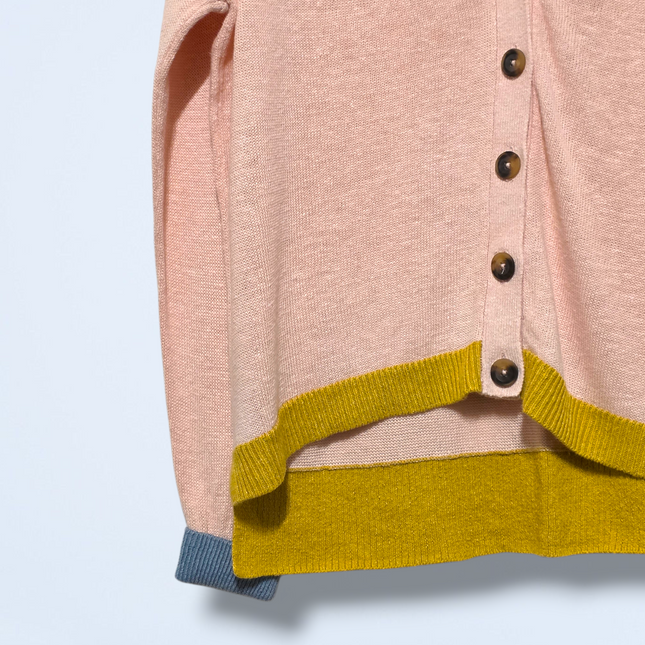 Boden – Size 10 – Linen Colour Block Cardigan – Pink Blue Mustard