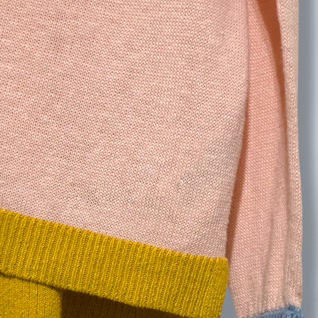 Boden – Size 10 – Linen Colour Block Cardigan – Pink Blue Mustard