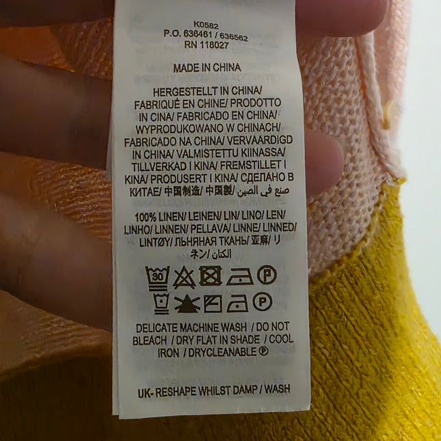 Boden – Size 10 – Linen Colour Block Cardigan – Pink Blue Mustard