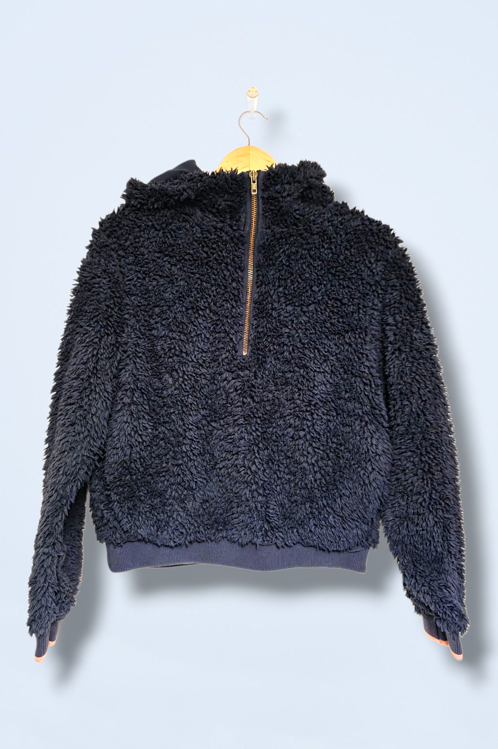 Boden Size 8 Navy Blue ¼ Faux Fur Jacket with Hood