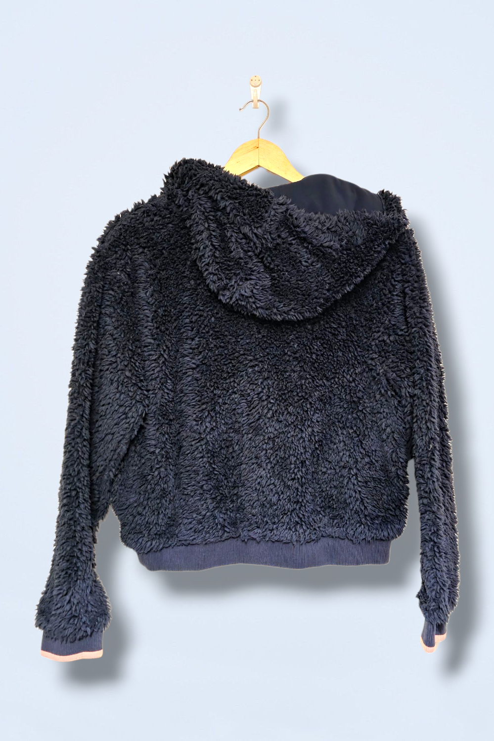 Boden Size 8 Navy Blue ¼ Faux Fur Jacket with Hood