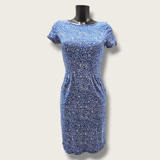 Boden White & Blue Floral Dress Size UK 10R