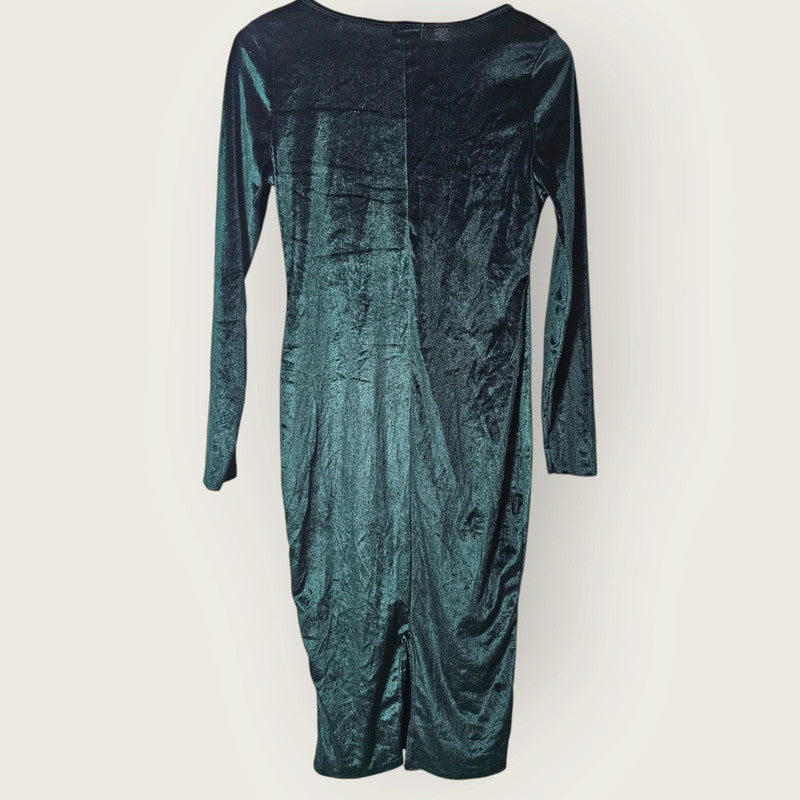 Boohoo Emerald Green Velour Dress | New, UK 14