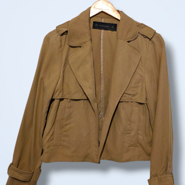 Zara – Brown Open-front Blazer – Size Large – Edge to edge