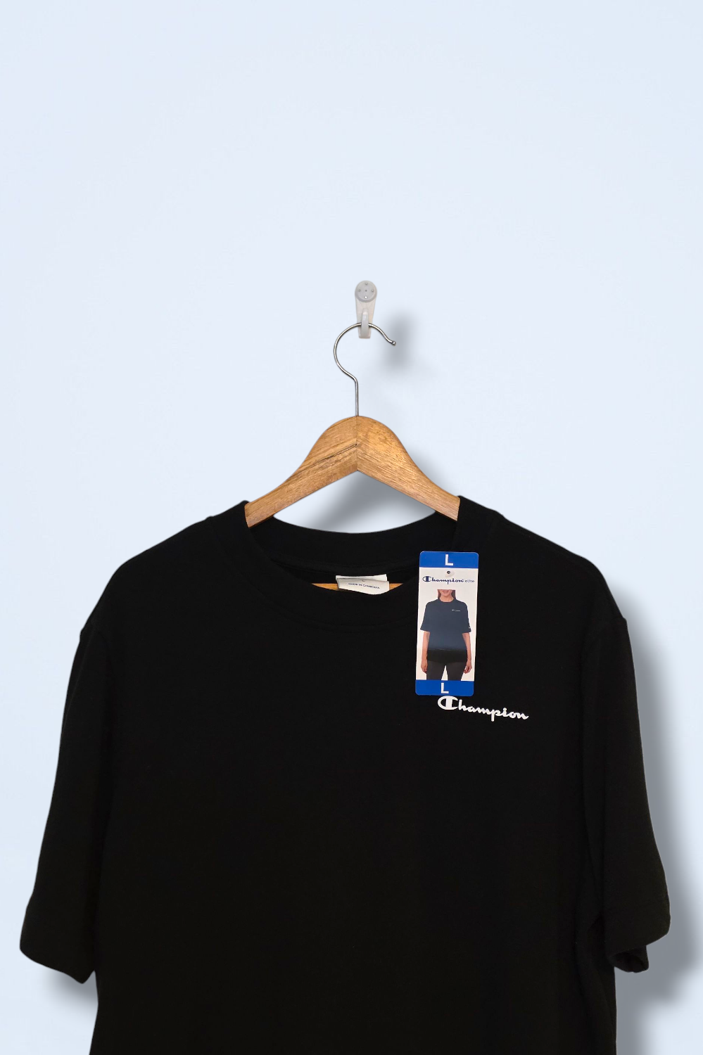 Champion Size Large Black Heavy Weight Jersey T-Shirt