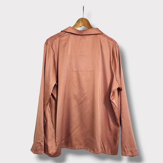 Chelsea Peers Satin-Feel Rose Pink Shirt – Size 20 – Collared, Long-Sleeved