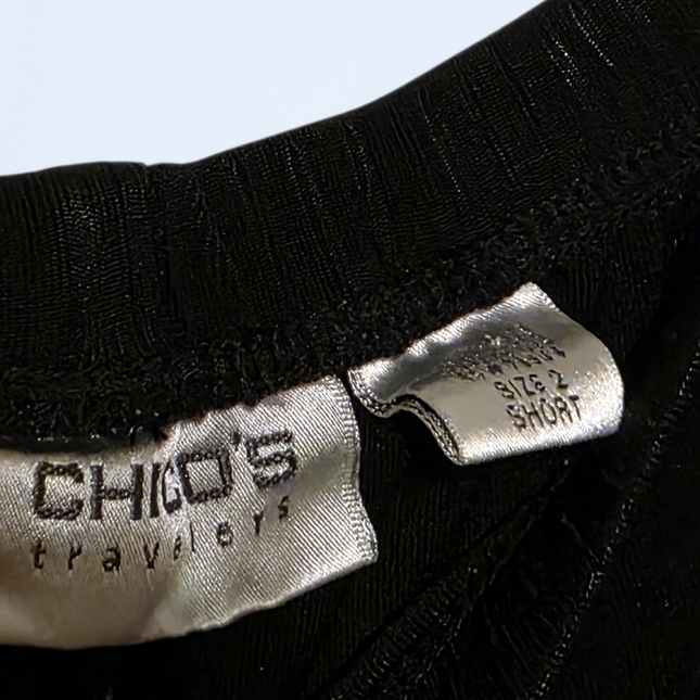 Chico's – Size 2 – Black Elasticated Trousers – Wide-leg