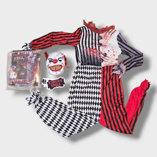 Forum Circus Hell Evil Clown Costume – One Size (up to 44" Jacket), New with Tags
