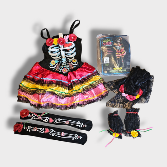 Voodoo Soirée Day of the Dead “Señorita Muerta” Costume – Adults Size 10-14, New with Tags