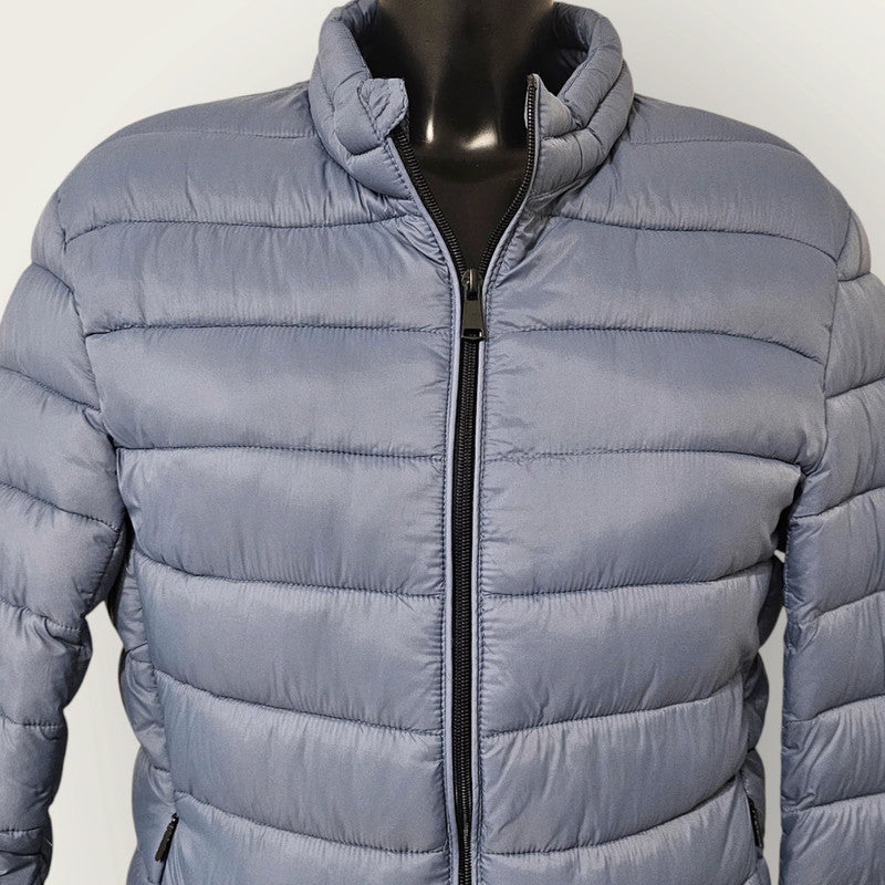 Dusky Blue Quilted Puffer Coat | Unbranded | Size Large