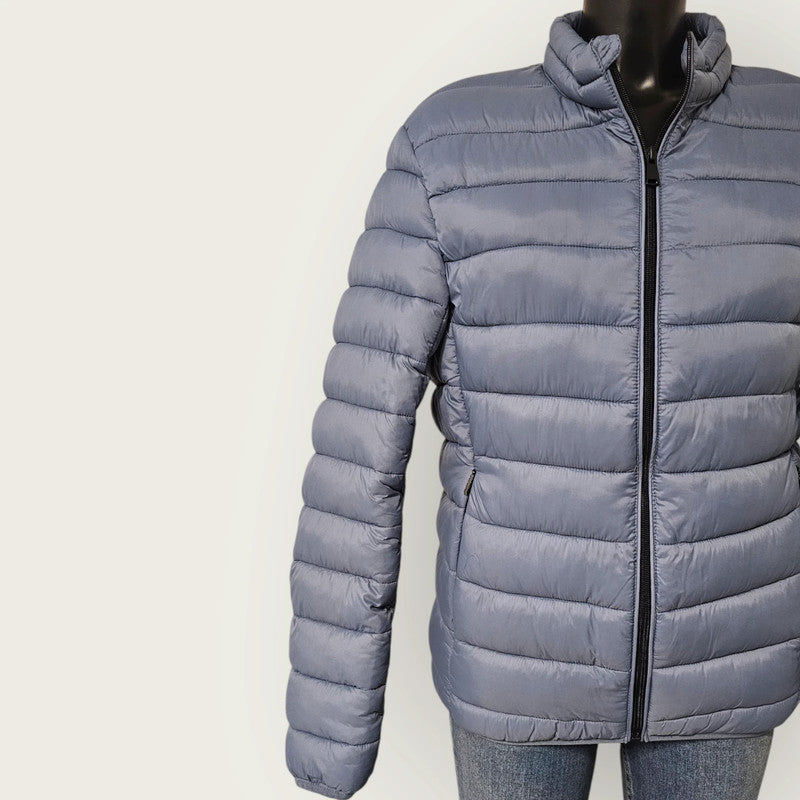 Dusky Blue Quilted Puffer Coat | Unbranded | Size Large