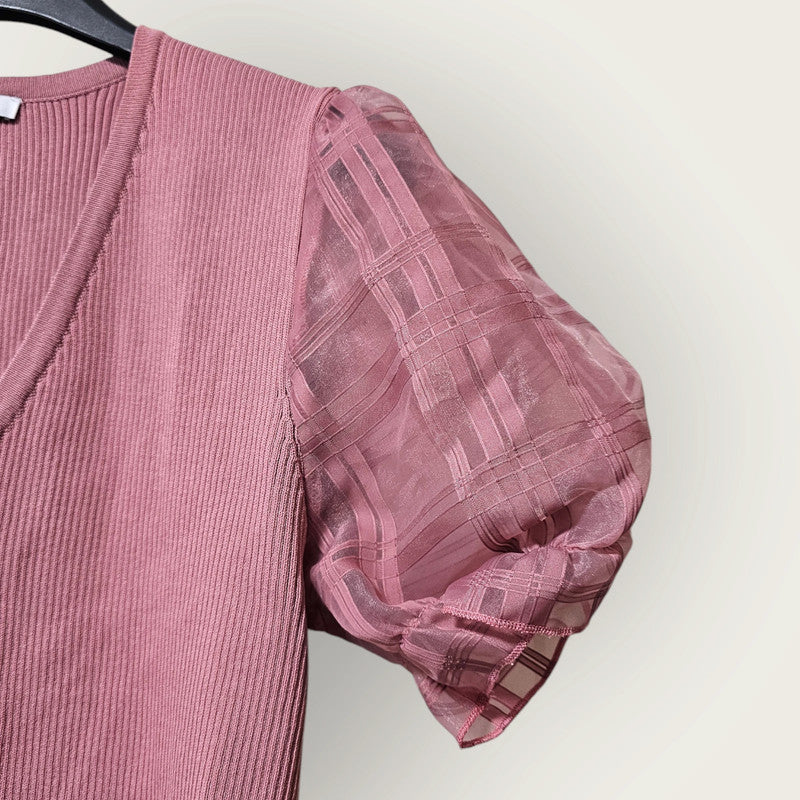 Dusky Pink V-Neck Buttoned Blouse | Next UK 16 Ribbed