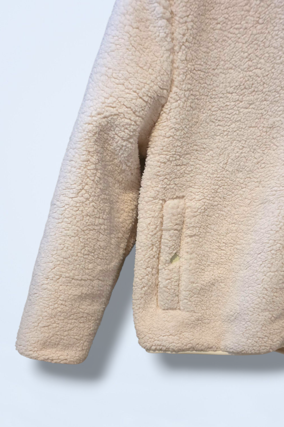 Ecru Hunter Borg Jacket with Hood Full Zip Size Small New