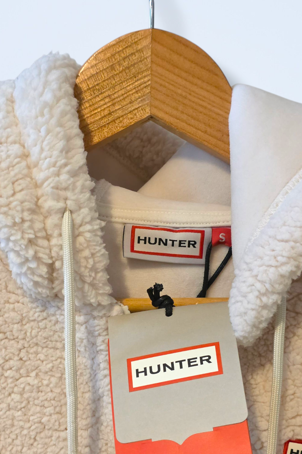 Ecru Hunter Borg Jacket with Hood Full Zip Size Small New