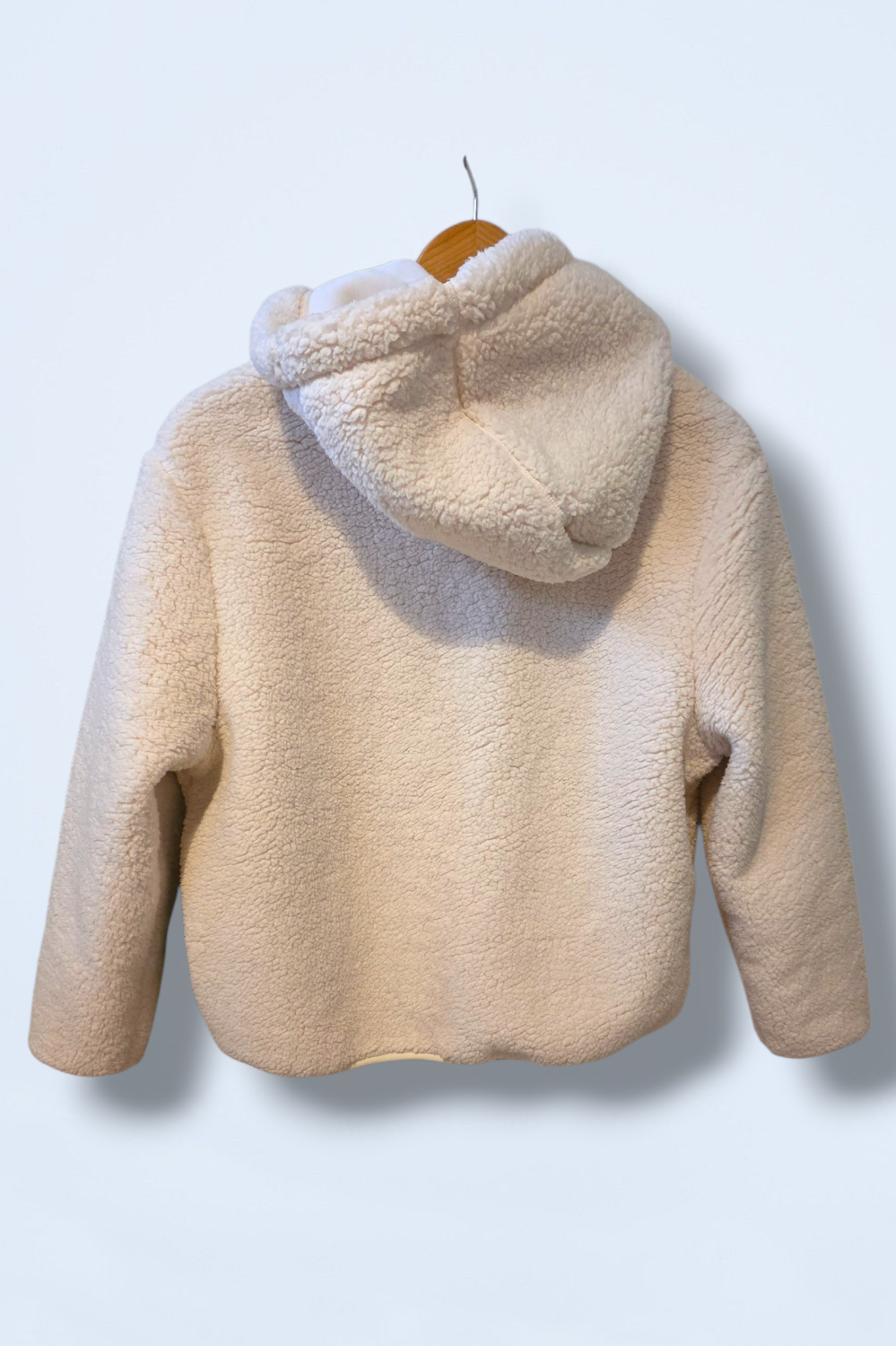 Ecru Hunter Borg Jacket with Hood Full Zip Size Small New