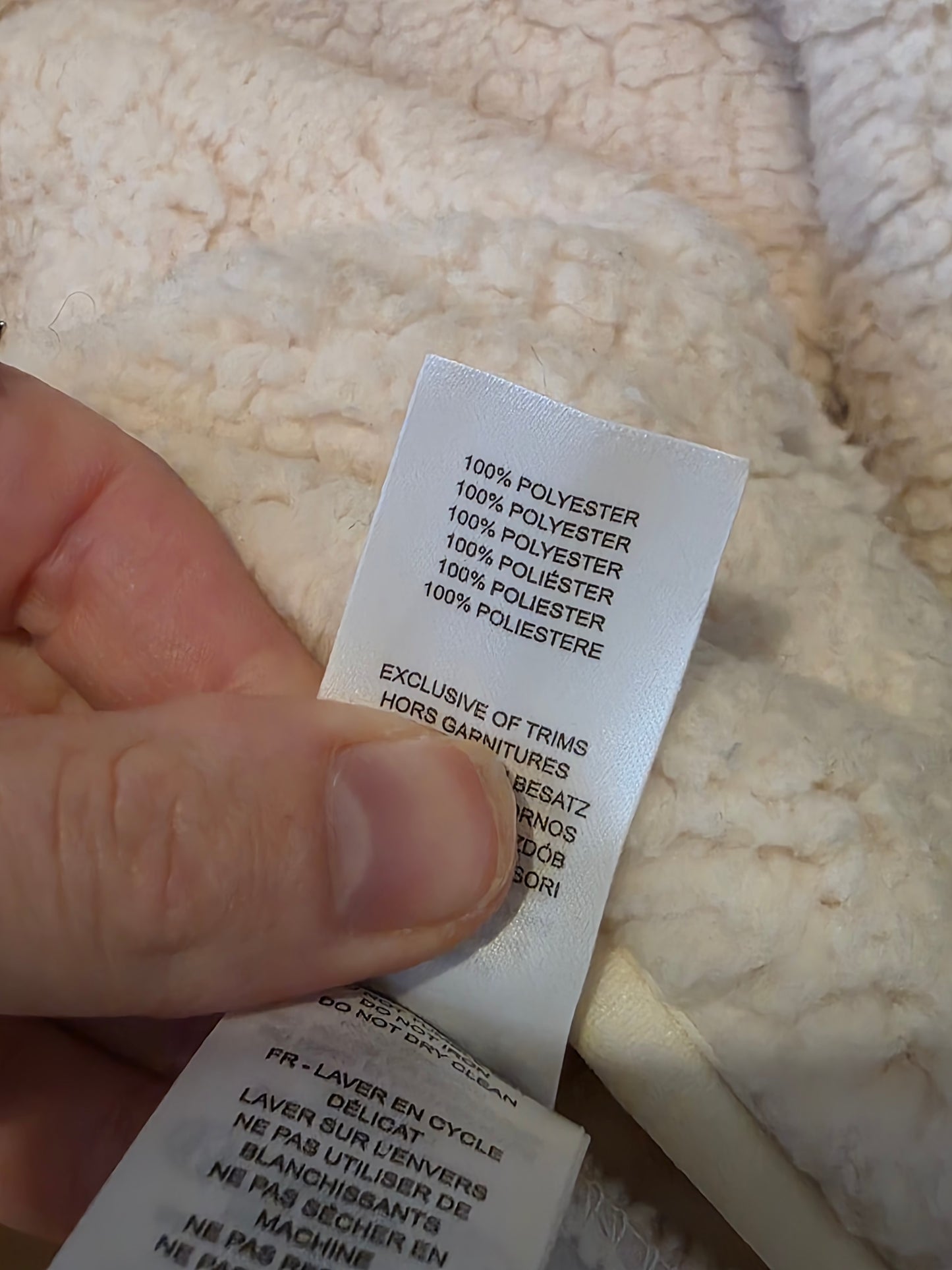 Ecru Hunter Borg Jacket with Hood Full Zip Size Small New