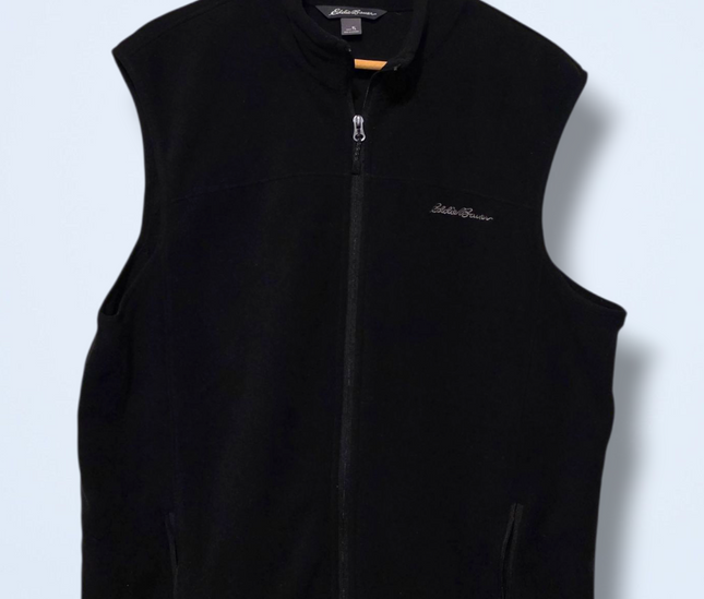 Black Eddie Bauer Fleece Gilet Full Zip Size Large