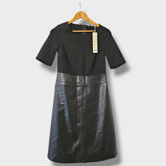 Esprit Black Faux Leather Panel Dress – UK 8 – New with Tags
