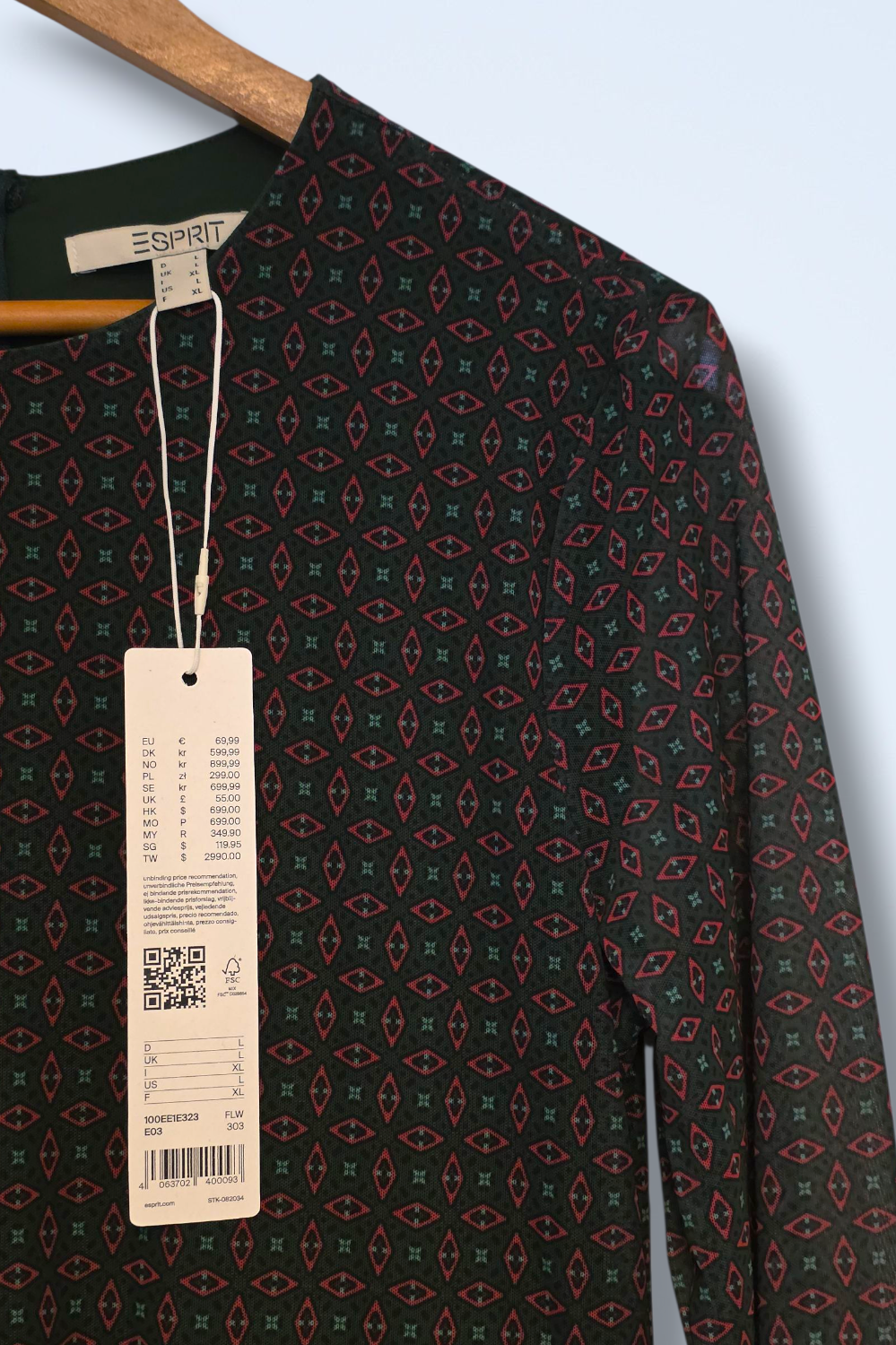 Esprit Long Maxi Printed Dress Autumn Winter New Size Large