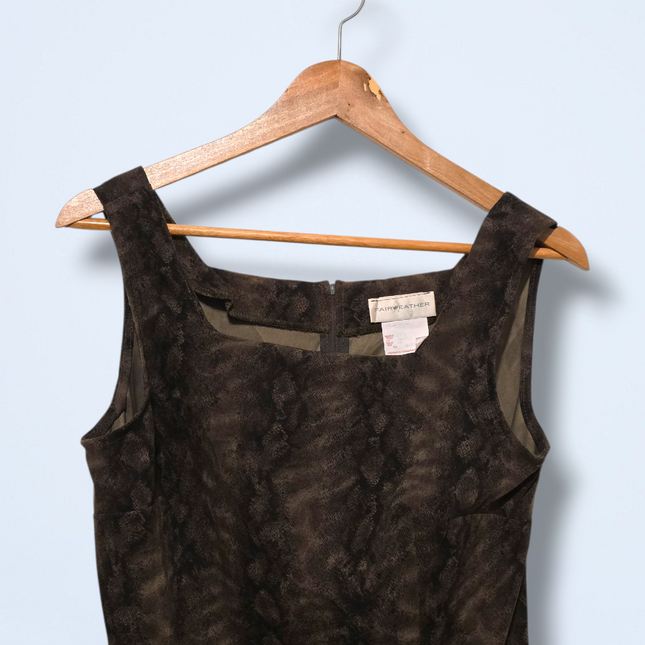 Animal Print 90s Vintage Fairweather Green & Black Dress UK 12