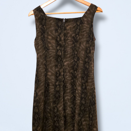 Animal Print 90s Vintage Fairweather Green & Black Dress UK 12