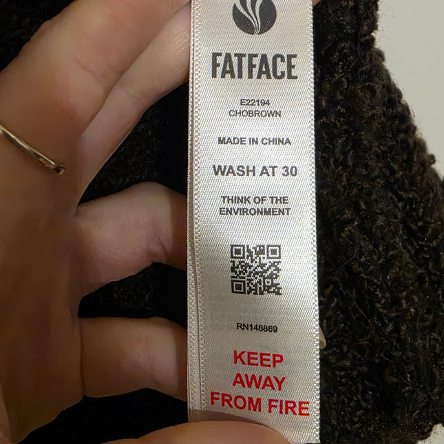 Fat Face – Size Small – Lena Knit Waistcoat – Chocolate Brown